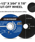 Ultra Thin 4.5 Inch Cut Off Wheel Set 50 Plus 2 Pack For Metal And Stainless Steel Cutting On Angle Grinders, Seven Eighths Inch Arbor