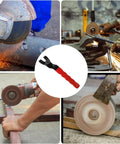 Heavy Duty Adjustable Pin Wrench For Angle Grinders, Chisel steel spanner tool shown in use on different grinders.