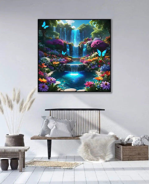 Beginner Friendly Diamond Painting Kit For Adults 5D DIY Full Round Drill Waterfall Landscape Art Set on wall decor