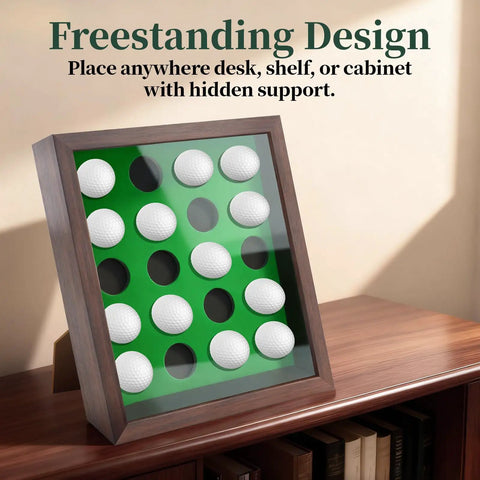 Show Off Your Golf Ball Collection In This 20 Ball Display Case Frame Shadow Box For Wall Or Tabletop, Premium Wood With Crystal Clear Acrylic, 10.3 By 12.2 Inch, Perfect Gift For Golf Lovers on shelf