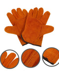 Rock Solid Full Leather Welding Gloves For Men And Women Electric Safety Gear With Daily Heavy Duty Grip showing durable orange suede material.