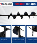 Heavy Duty Garden Auger Drill Bit Six By Thirty One Inch Spiral Hole Digger with cutting wing blade and bearing housing