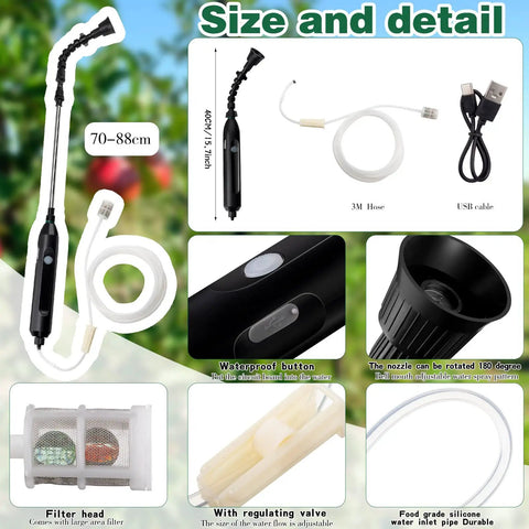 Two Pack Cordless Plant Sprayer Wand Set Rechargeable Battery Powered Garden Sprayer With Adjustable Nozzle and 10 Ft Hose