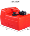 Three Point Two Gallon Portable Boat Fuel Tank With 2 Way Vented Cap Built In Fuel Gauge And Easy Grab And Go Pick Up Top Handle