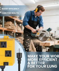 Ortis automatic vacuum switch in yellow with auto/on/off control and dual outlets for workshop use