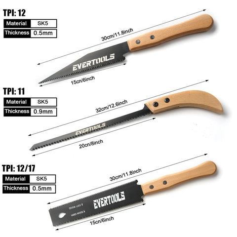 Precision Japanese Pull Saw Set Comes With Heavy Duty Sk5 Steel Ryoba And Flush Cutting Blades For Crisp Woodworking Trim And Yard Pruning Featuring Sweet Swing Action And Zero Sweat Operation