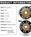Screw On MF TZ500 7 Speed Freewheel 14 34 Tooth with product specifications for Tourney drivetrain upgrade