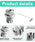 Get Your Car Running Smooth With This Heavy Duty Oversize M14 Piggyback Self Tapping Oil Drain Plug Repair Kit To Fix Stripped Threads And Stop Leaks Fast Without Costly Pan Replacements Or Drippy Engine Oils. Stainless steel M14 piggyback oil drain plug with hex key