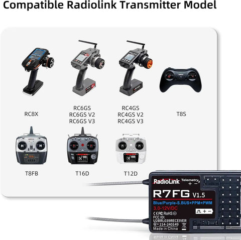 Compatible transmitters for 7 Channel RC Gyro Receiver With Real Time Voltage Telemetry Water Splash Proof Great For Crawler Drifter And Boat