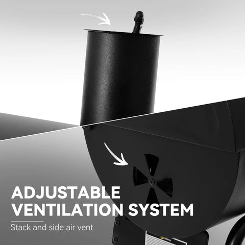 Adjustable ventilation system on 28 Inch Barrel Charcoal Grill With Warming Rack And 626 Sq In Of Cooking Space