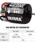 540 Brushed Motor 35T Waterproof For 1 By 10 RC Crawler Cars Fits Axial SCX10 Pro with direct solder tabs displayed
