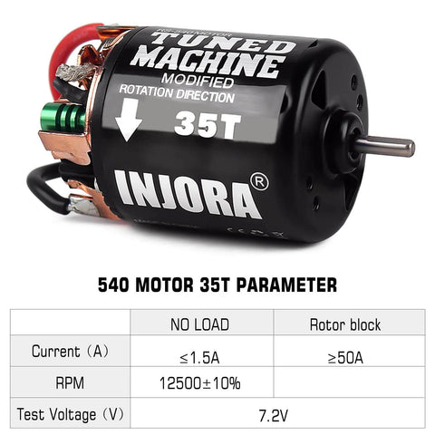 540 Brushed Motor 35T Waterproof For 1 By 10 RC Crawler Cars Fits Axial SCX10 Pro with direct solder tabs displayed