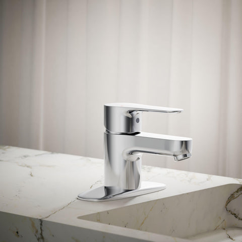 July Go-To Single-Handle Bathroom Sink Faucet With Metal Pop-Up Drain One And A Quarter Inch Tailpiece Ceramic Disc Valves Polished Chrome