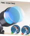 Close-up of FMC coating on Starter Refractor Telescope With Adjustable Tripod For Adults, showing improved clarity with dolphin.