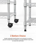 Heavy Duty Chrome Steel Rolling Storage Shelves Three Tier Mobile Wire Rack with adjustable leveling feet and wheels.