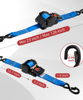 Heavy Duty 2 Inch By 10 Foot Retractable Ratchet Straps Set 4500 Lbs Load Rating Blue Tie Down Straps For Machinery Trailers Boats UTVs