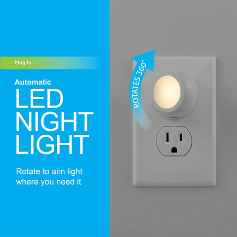 Rotating Plug In Night Light Two Pack With Dusk To Dawn Sensor For Bedroom Hallway Stairs Bathroom Dorm Room Home Decor Go To Apartment Essentials Ambient LED Lighting Long Life Energy Saving