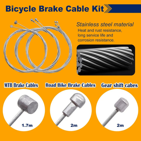 Durable Bicycle Brake Cable And Shift Cable Kit With Stainless Steel Housing For Mountain And Road Bikes, product image.