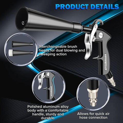 Pro Grade High Pressure Car Cleaning Gun With Dual Nozzles For Fast Dust Removal And Deep Cleaning Air Blow Gun product details
