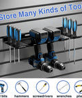 Slatwall Power Tool Organizer 1 Pack With Four Drill Holders Heavy Duty Cordless Tool Rack Mount Holds Up To 40 Lbs with tools