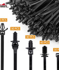 Universal Nylon Cable Tie Buckle Clips Kit 160 Pcs Self Locking Zip Ties With Push Pin Anchors variety