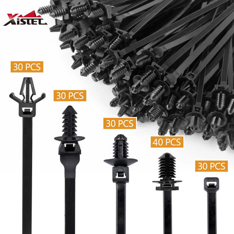 Universal Nylon Cable Tie Buckle Clips Kit 160 Pcs Self Locking Zip Ties With Push Pin Anchors variety