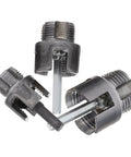 Uonlytech 3Pc Pipe Threading Tool Kit For Pvc Pipes Internal External Thread Cutter Compatible With Electric Drill Plumbing Threader Set And Installation, close-up of three metallic pipe threading tools.
