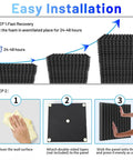 Instructional steps for Dope Soundproof Foam Panels 36 Pack High Density Acoustic Wedges installation with recovery time.