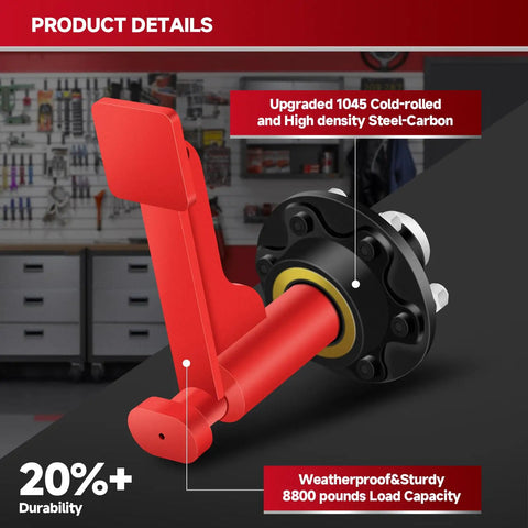 Heavy Duty 6 Lug Shipping Container Wheel Kit axle detail showing steel-carbon construction and 8,800 lb capacity