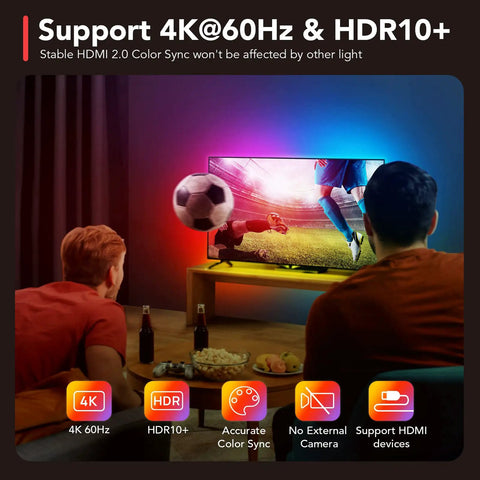 Immersive TV LED Backlights With WiFi Control And HDMI 2.0 Sync Box 4K Ambient Lighting For 30 To 65 Inch Screens in action