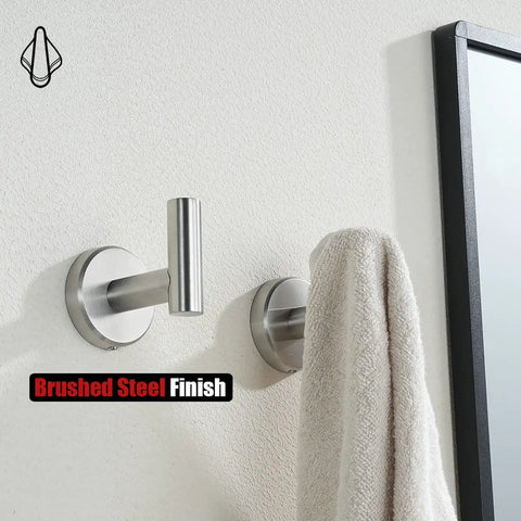 Heavy Duty Stainless Steel Towel Hook Set Two Pack Wall Mounted Robe Coat Hooks for Bathroom Kitchen Garage Brushed Finish