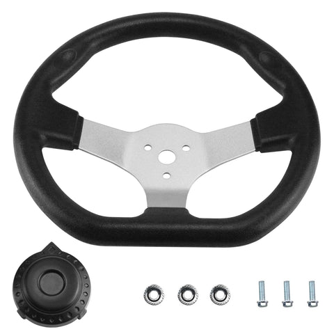 Heavy Duty 270mm Steering Wheel Kit With 320mm Rack And 12.6 Inch Adjustable Shaft For 110cc Go Karts Golf Carts Buggy UTVs Steel Rack Pinion System