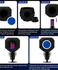 Installation guide for Pro-Grade Microphone Wind Shield Pop Filter With Five-Sided Acoustic Isolation Ball, showing assembly steps