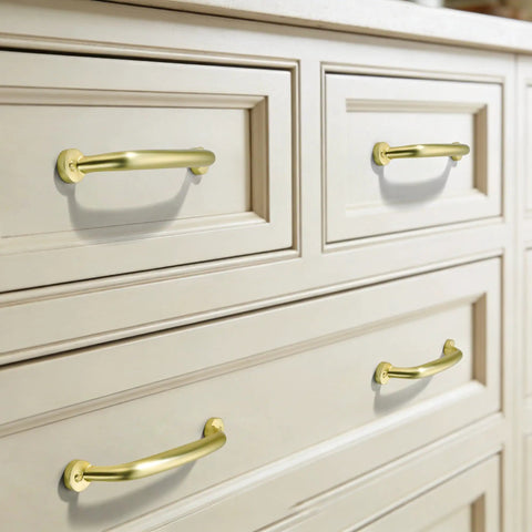 10 Pack 5 Inch Brushed Gold Cabinet Pulls Heavy Duty Solid Zinc Alloy Handles For Cabinets Dressers Kitchens And Bathrooms Easy Install
