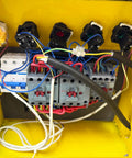 Inside view of electrical panel for Heavy Duty Rebar Straightening And Cutting Machine For Job Sites, showcasing wiring and components.