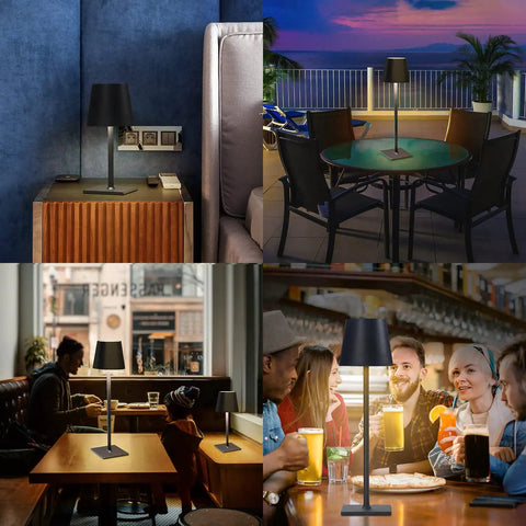 Cordless LED Desk Lamp With 5000mAh Battery, 3 Color Temperatures, Stepless Dimming, And Touch Control in dining settings