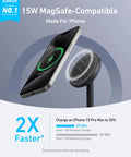 MagSafe Charger Stand For iPhone 17 16 15 14 13 Series 15W Fast Wireless Charging Station Qi2 Certified in use showing fast charge