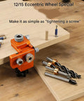 No Fuss Quick Setup Pro Grade Woodworking Drill Jig Set With Heavy Duty Adjustable Locator for accurate hole guiding and assembly.