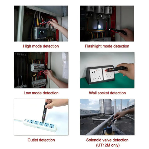 UT12E Non Contact AC Voltage Detector Pencil used on breaker panel, wall socket, outlet and solenoid valve testing