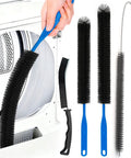 All In One Dryer Vent Cleaning Kit With Refrigerator Coil Brush And Lint Trap Remover, blue handled brushes