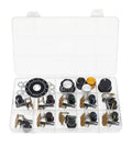 Ten Pack Horizontal Single Turn Potentiometer With Switch 100K Ohm B100K 5 Pins 15mm Knurled Shaft Aluminum Alloy Knob Caps