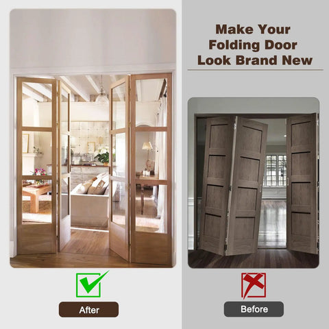 Before and after bifold doors using Sturdy Bifold Door Hardware Kit With Top And Bottom Brackets Guide Wheel And Pivot Replacement For Seven Eighths To One Inch Bifold Door Track Steel And Nylon Construction 2 Pack For Smooth Quiet Sliding
