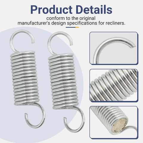 Revamp Your Living Room Setup With These Heavy Duty Recliner Tension Springs 2 7/8 Inch Universal Fit For Lane Lazyboy Homeplace Rock Solid Galvanized Steel showing detailed metal coils and hooks.