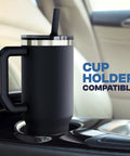 Heavy Duty 50oz Tumbler With Double Wall Insulation Keeps Drinks Ice Cold Or Piping Hot All Day Long Cinnamon Stainless Steel Build Spill Proof Lid Makes Every Sip Hit Different in car cup holder