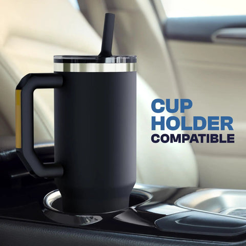 Heavy Duty 50oz Tumbler With Double Wall Insulation Keeps Drinks Ice Cold Or Piping Hot All Day Long Cinnamon Stainless Steel Build Spill Proof Lid Makes Every Sip Hit Different in car cup holder