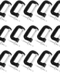 Fifteen Piece 2 Inch G Clamp Set Black Metal C Clamps With 50mm Jaw Opening For Woodworking Metalworking And Assembly Projects Great For Welding And Fastening Heavy Duty Cast Iron Frame Delivers Strong Grip And Smooth Clamping. black 2-inch G clamps with 50mm jaw opening, set of 15