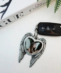 Sublimation Angel Wing Ornament Blanks Set With Metal Love Heart Pendant For Easy Personalization with car keys and photo