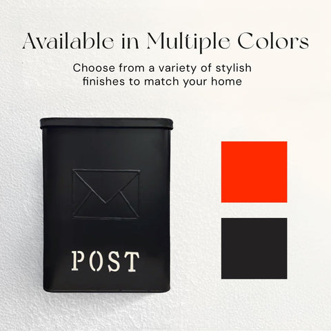 Classic London Style Wall Mount Mailbox In Black Matte Finish Outdoor Front Door Mailbox Weather Resistant Covered Mailbox