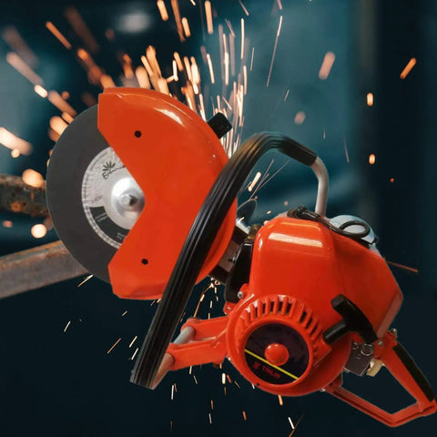6.8HP Petrol Demolition Saw With 2-Stroke Engine, Fast 5000 RPM Cutoff Saw for concrete, metal, brick, sparks flying