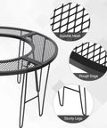 35 Inch Portable Fire Pit Surround Tabletop Round Shield with durable mesh, rough edges, and sturdy legs, iron construction